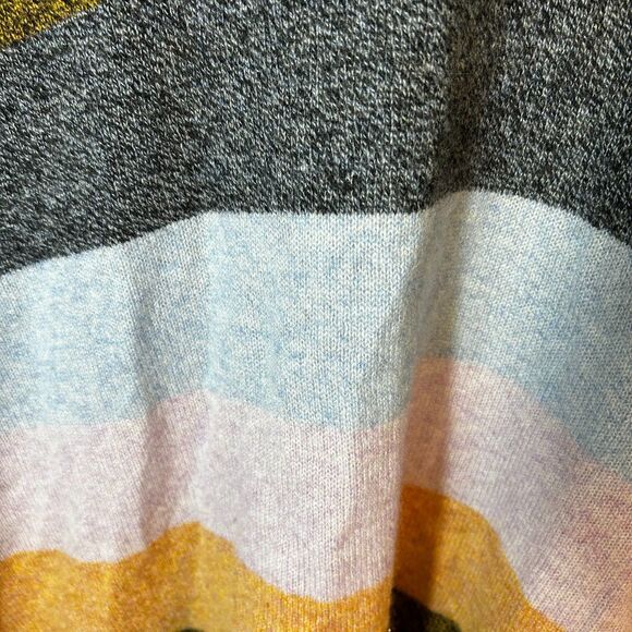 Nordstrom Gray Lilac Brown Blue Large Striped Cashmere Ruana Sweater Wrap O/S - Picture 10 of 14